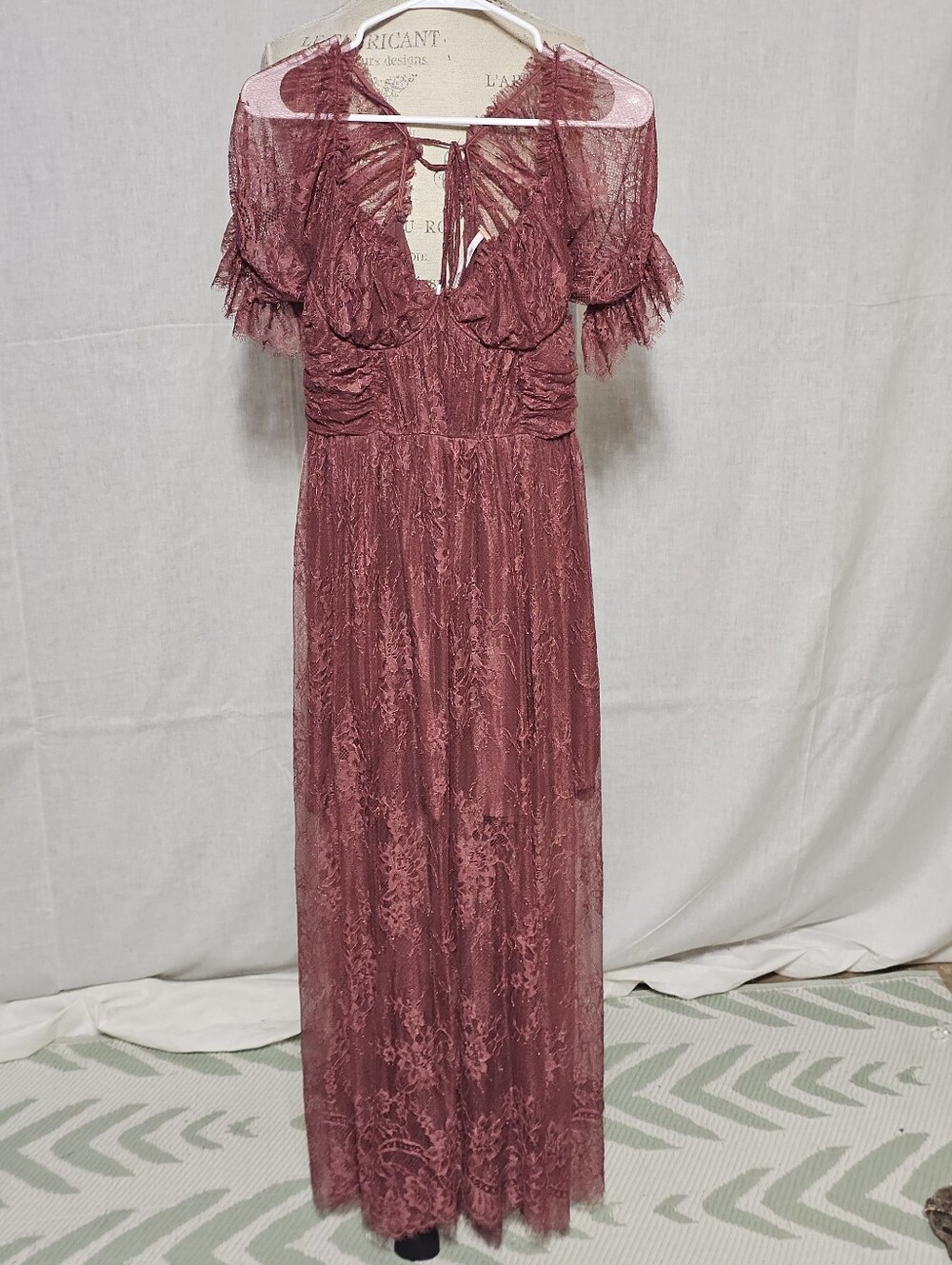 Lace Maxi Dress in Dusty Rose